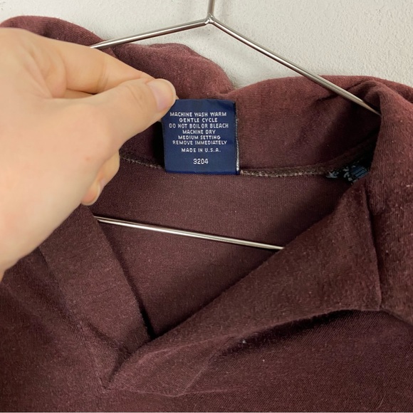 Men's Vintage Esprit by Campus Burgundy Striped Collared Long Sleeve Top - Picture 5 of 7